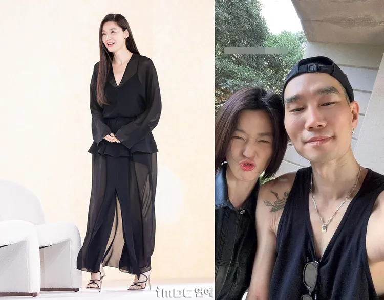 全智賢（右圖左）近日與攝影師合照還是短髮，11日出席首爾活動變長髮。翻攝iMBC、Peter Ash Lee IG