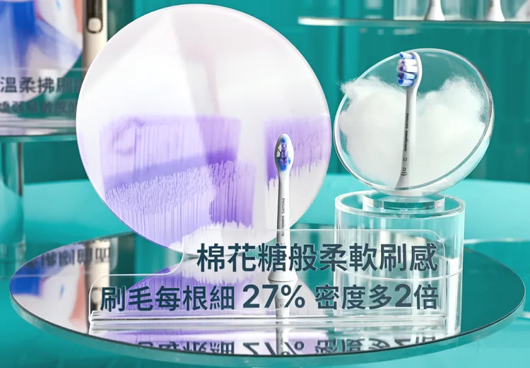 飛利浦PHILIPS Sonicare抗敏Pro鑽石護敏刷搭配全新「S2棉花糖護敏刷頭」，可有效降低 60% 刷牙時對牙齒（牙本質）的磨損風險。業者提供
