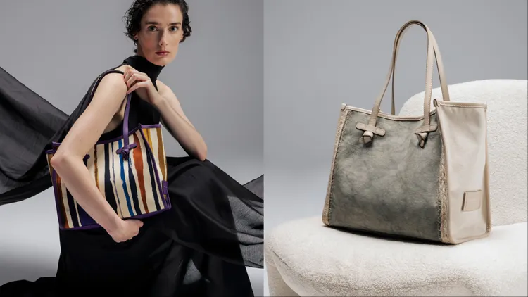 Marcella托特包以彩虹印花、石洗帆布帶來全新風格。品牌提供