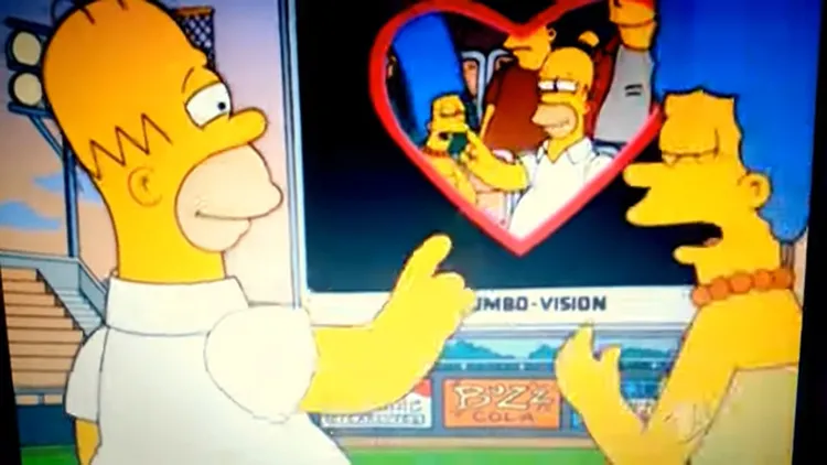《辛普森家庭》中出現的球棒Kiss Cam畫面。翻攝自X
