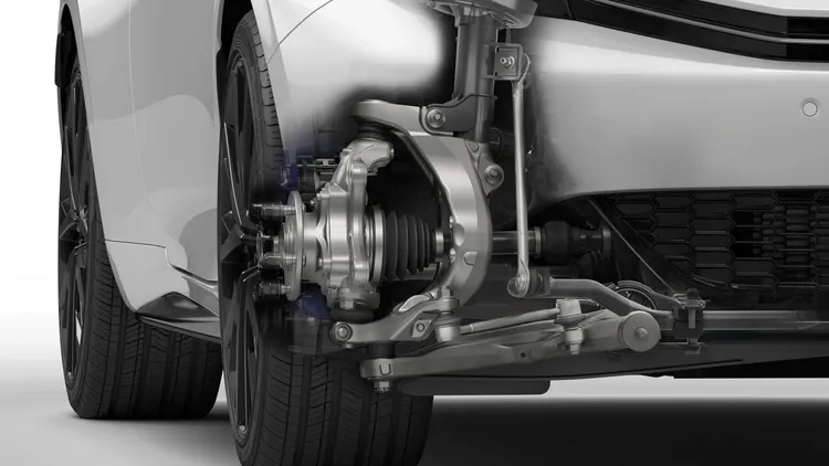 Prelude採用Civic Type R的雙軸設計，使車輛在大馬力輸出時能有效抑制扭力轉向，同時提供較一般前驅平台更佳的彎道表現。原廠照片