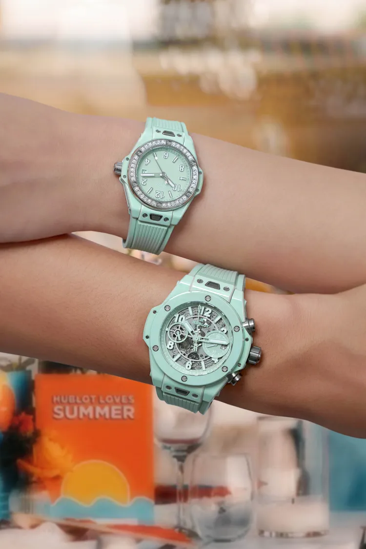 HUBLOT推出全新Big Bang薄荷綠陶瓷腕錶系列，為炎炎夏日帶來一抹視覺與觸覺的「涼感美學」。品牌提供