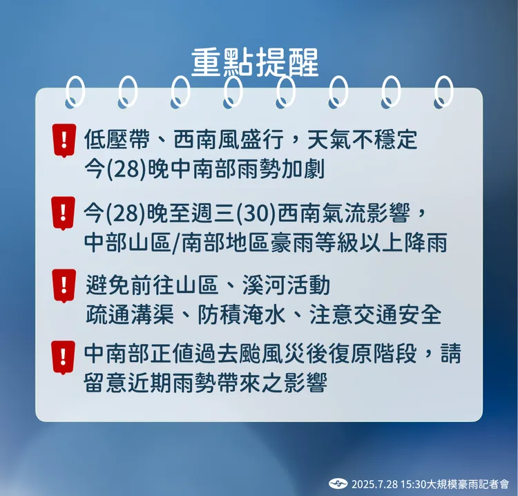 天氣提醒。氣象署提供