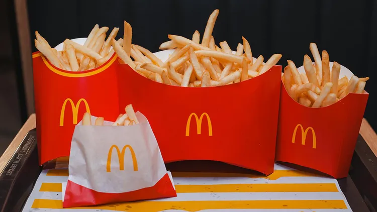 馬來西亞麥當勞各種薯條大小比較。翻攝自馬來西亞麥當勞官網