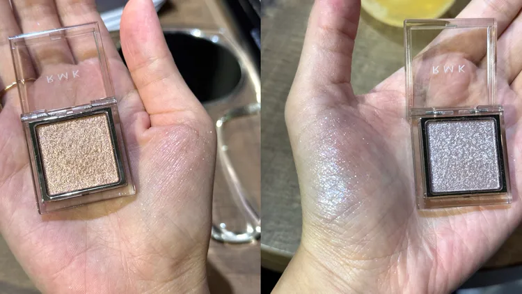 RMK無拘單色眼影#EX03（左）、#EX04（右），各1000元（蕊芯820元、單色眼盒180元）。張家玲攝
