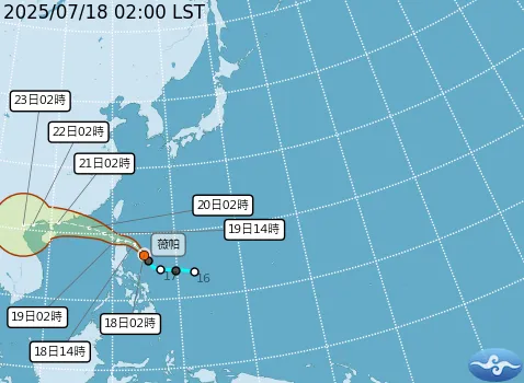 今年第6號颱風「薇帕」今(18日)晨2時生成。氣象署提供