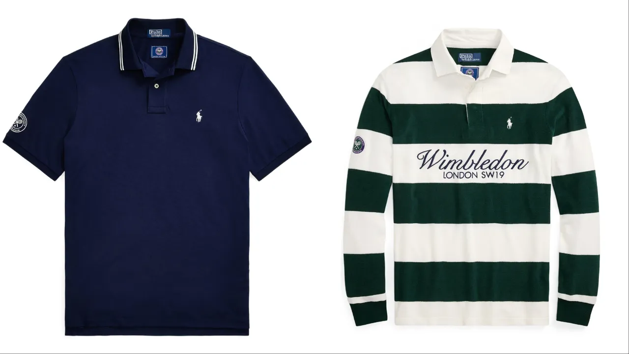 Polo Ralph Lauren「溫布頓膠囊系列」溫布頓經典版型彈性Polo衫(左)7280元、溫布頓條紋橄欖球衫(右)6480元。品牌提供