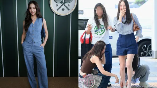 郑秀晶套RALPH LAUREN优雅赏温网 机场时尚却「卡关」