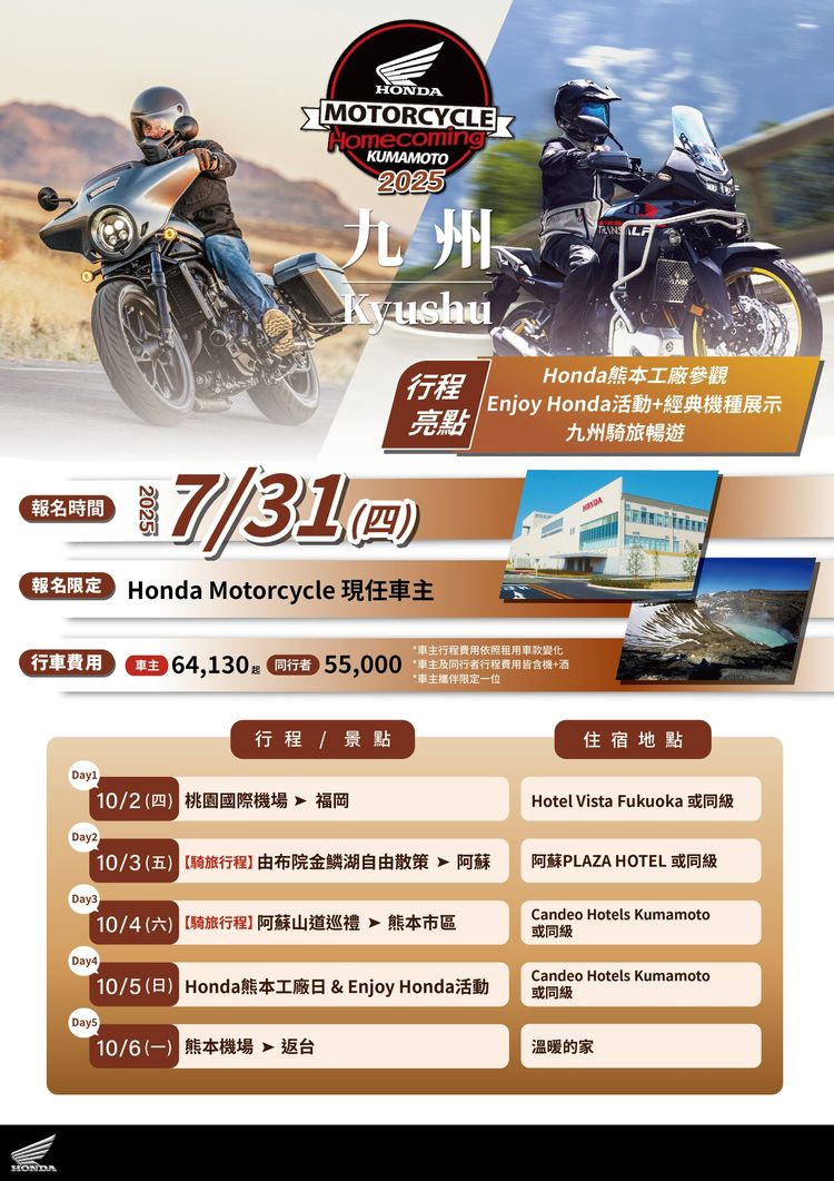 2025 Honda Motorcycle Homecoming再啟程　騎士齊聚九州、重返夢想起點