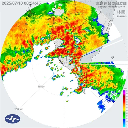 「密集雷雨带」杀到台南上空!6县市大雷雨警戒