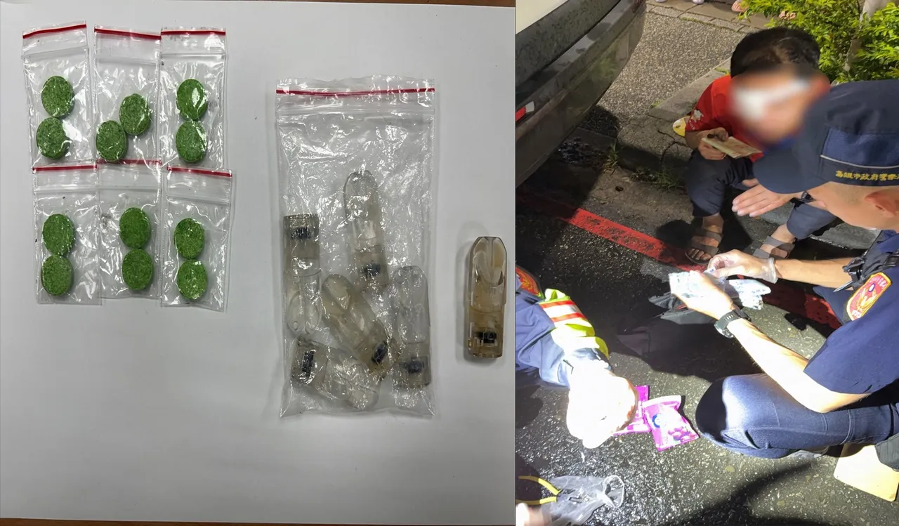 廖男肇事後拿著一包東西想跑,結果竟是海洛因,車上還起出其他毒品。民眾提供