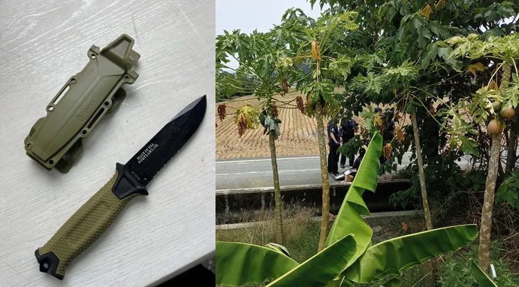 警方找到蔣男作案凶刀，並在現場鑑識採證。民眾提供