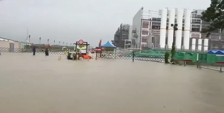 台積電嘉義AP7廠淹水。翻攝網路