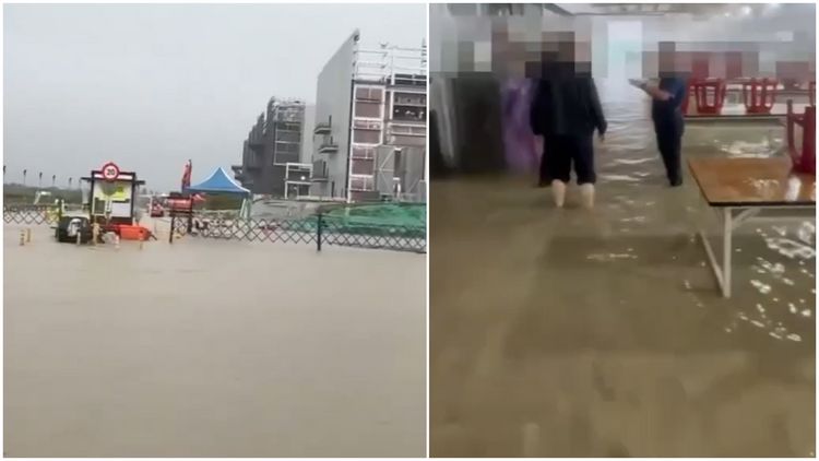 台積電嘉義AP7廠淹慘了！員工捲褲管泡泥水救災