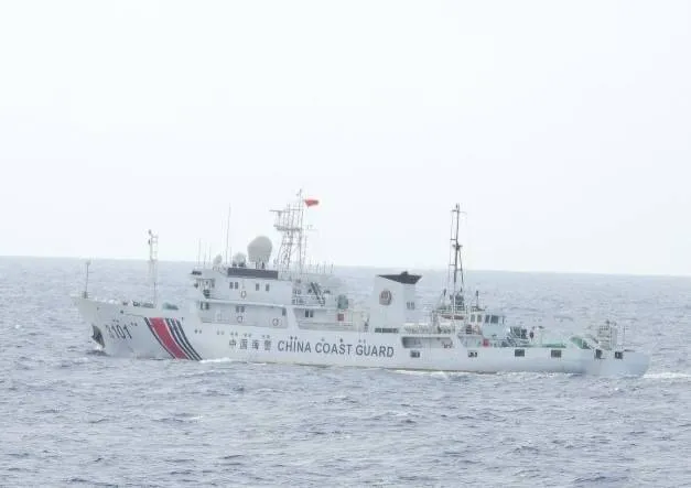 大陸海警船關閉AIS船舶自動辨識系統，企圖隱匿航跡。海洋委員會海巡署東南沙分署提供