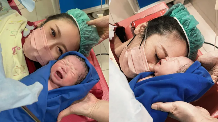 蔡允潔日前誕下3500克健康男娃。翻攝蔡允潔臉書