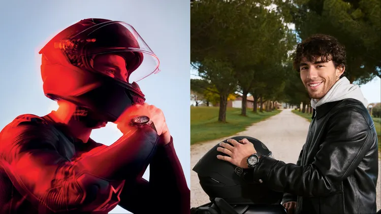 品牌大使暨MotoGP義大利天才車手Enea Bastianini，佩戴T-Race MotoGP鏤空限量版腕錶。品牌提供