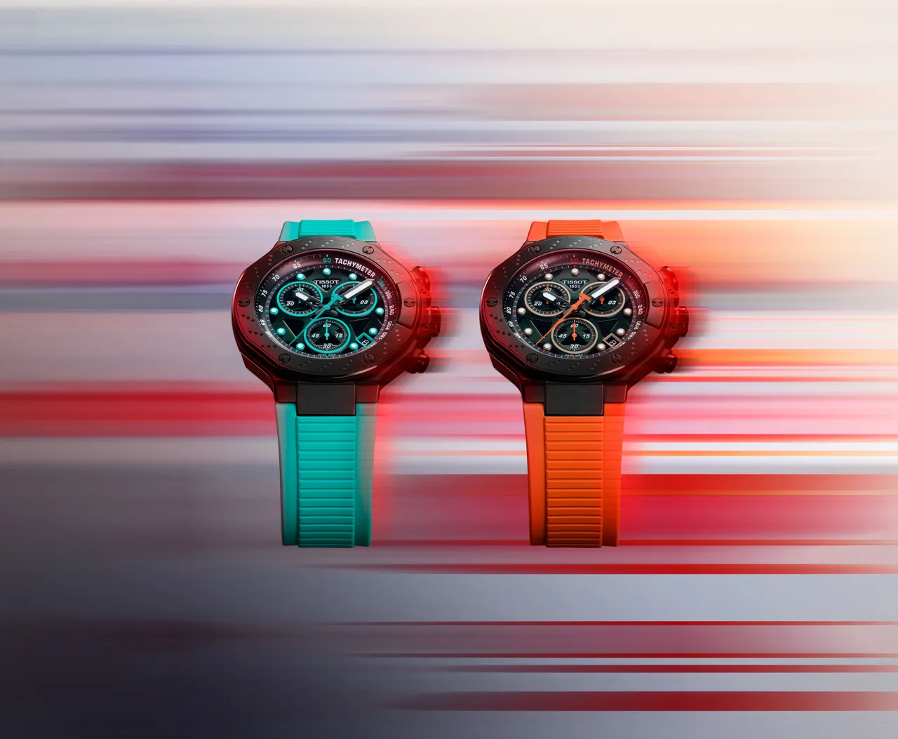 TISSOT同步推出T-Race竞速系列石英计时腕表夏日配色,各1万8600元。品牌提供