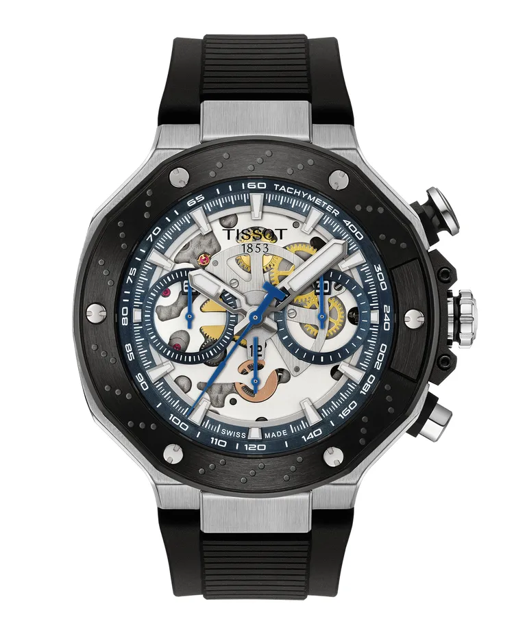 TISSOT MotoGP鏤空自動上鍊計時腕錶限量版，6萬6900元。品牌提供