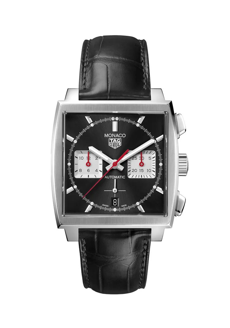 TAG Heuer Monaco計時腕錶黑面款，25萬5400元。品牌提供