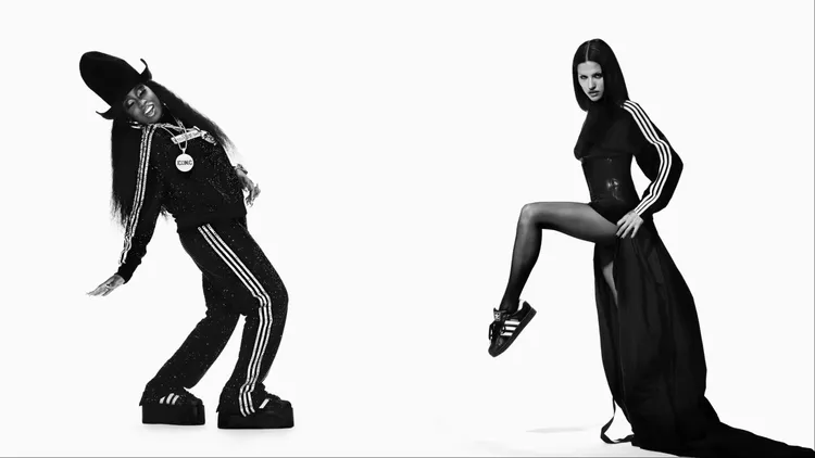 創作型歌手Missy Elliott（左）、模特兒兼演員Gabbriette（右）拍攝adidas Originals新廣告。品牌提供