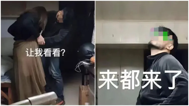 南京紅姐爆紅，落腮鬍男子發現紅姐的性別後仍「知男而上」，「來都來了」成了網路上經典迷因。