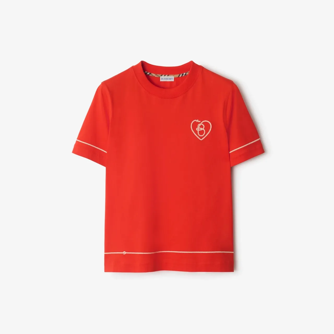 BURBERRY郁金香红B字形爱心图案T恤,1万4200元。品牌提供