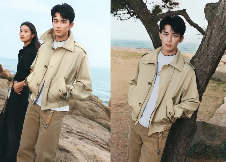 吳磊穿著卡其色夾克搭配白色上衣，造型簡約卻相當有型。品牌提供