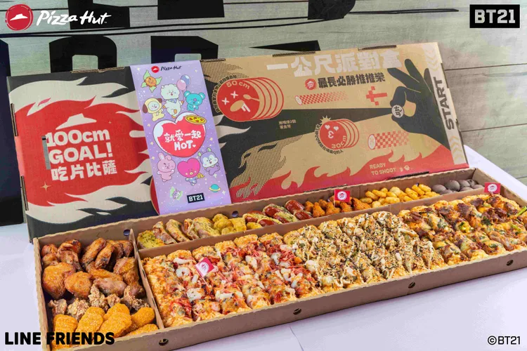 一公尺派對盒有BT21腰封設計。必勝客提供