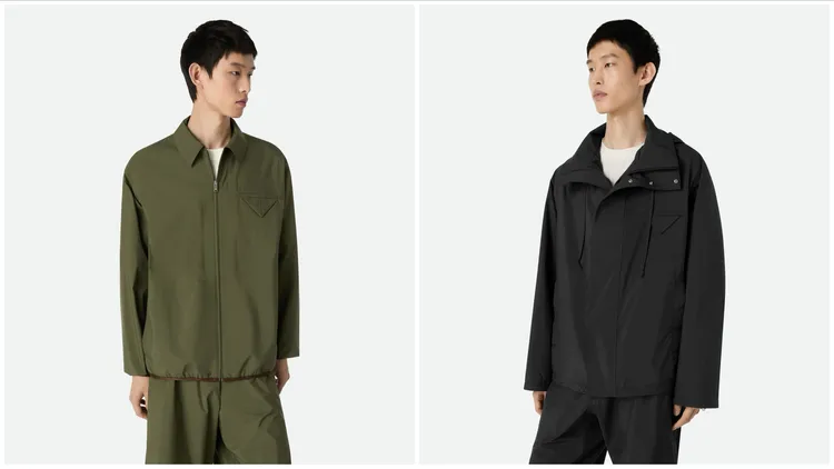 輕盈科技尼龍拉鍊外套（左）6萬7500元、輕盈科技尼龍可收納連帽夾克（右）9萬9300元。品牌提供