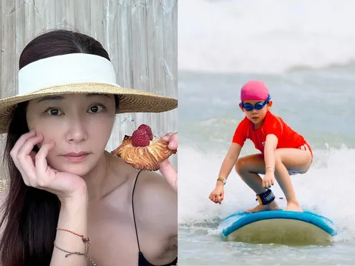 陳怡蓉愛女首衝浪超完美 老公搶「基因功勞」女兒質疑了