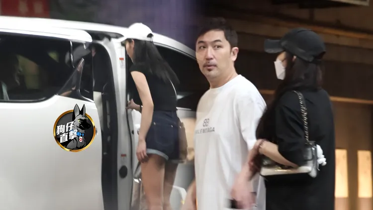 李進良（中）和田欣（右）一起下班去吃高檔日料，送走田欣後，和「熱褲妹」碰面。合成照片、特勤中心攝