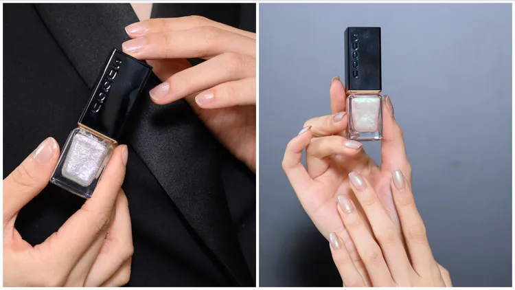 Model示範SUQQU 晶采透色亮甲油。品牌提供