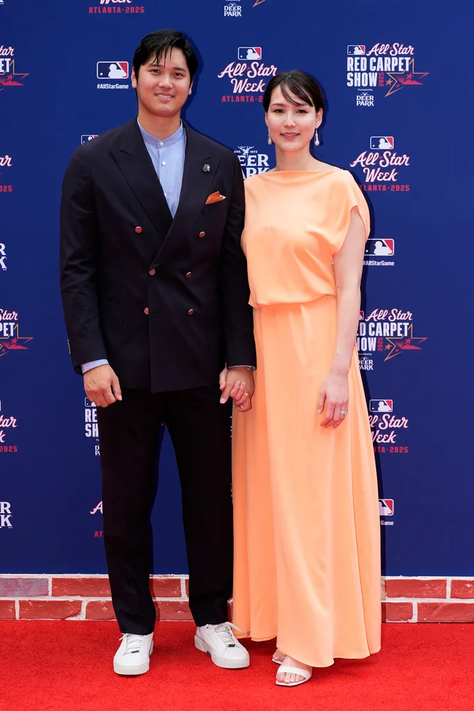 大谷和田中真美子。   美聯社