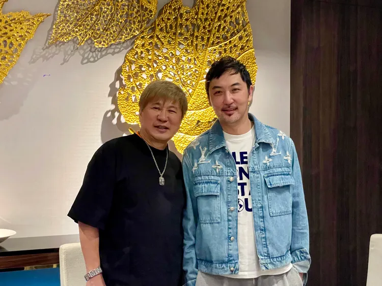 胡瓜（左）與前女婿李進良罕見合體。王郁惠攝