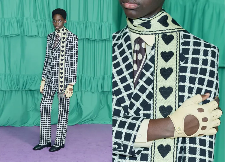 黑白棋盤格套裝同樣充滿復古氣息。品牌提供