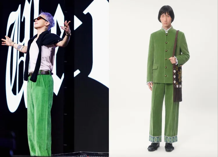 GD另也將草綠色長褲簡單搭配背心、針織衫，輕鬆又有亮點。翻攝GD IG、品牌提供