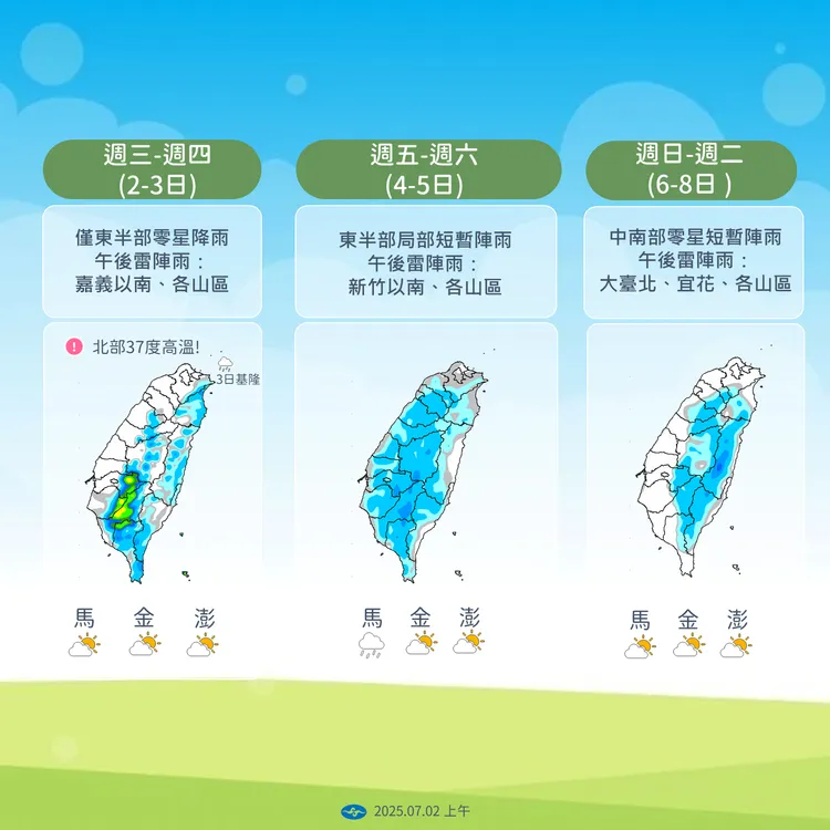 未來降雨趨勢。氣象署提供