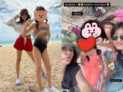 賈靜雯帶愛女海邊度假 8歲BO妞秀修長鉛筆腿比例超好