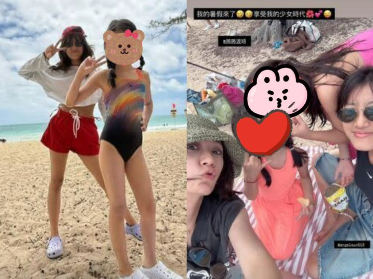 賈靜雯帶愛女海邊度假　8歲BO妞秀修長鉛筆腿比例超好