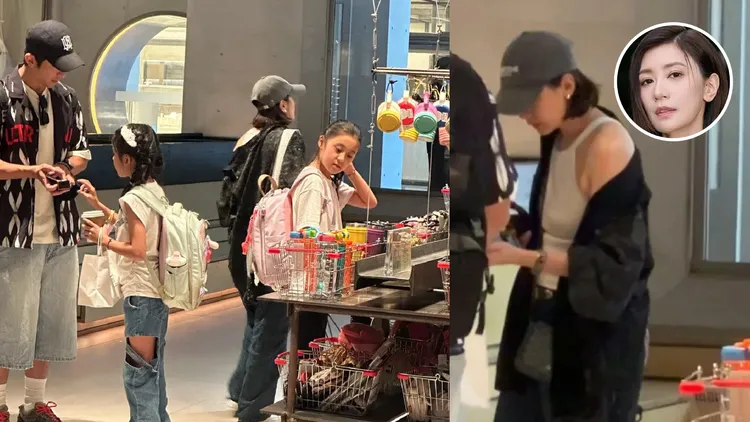 賈靜雯和修杰楷帶2個女兒逛成都商場。翻攝WASAI成都源野-娜娜小紅書