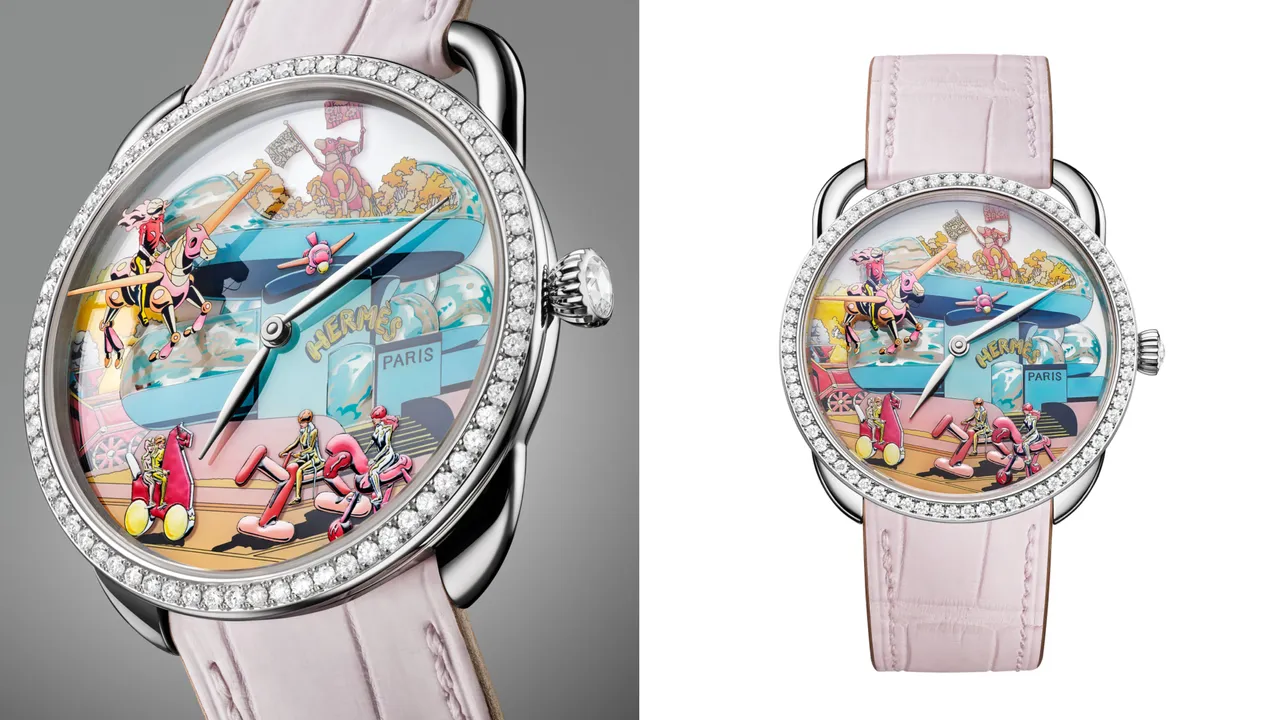 愛馬仕推出愛馬仕Arceau Hermès Locomotion工藝腕錶,展開腕間的立體微型世界。品牌提供