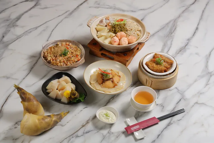 明宮粵菜廳以綠竹筍為主角，帶來專屬於盛夏的粵式味覺饗宴。台北老爺酒店提供