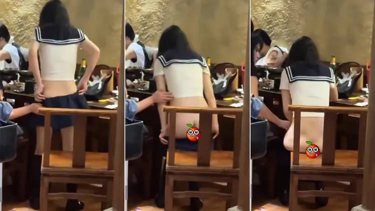 年輕女生一度穿上裙子，但隨即又脫下。翻攝自臉書