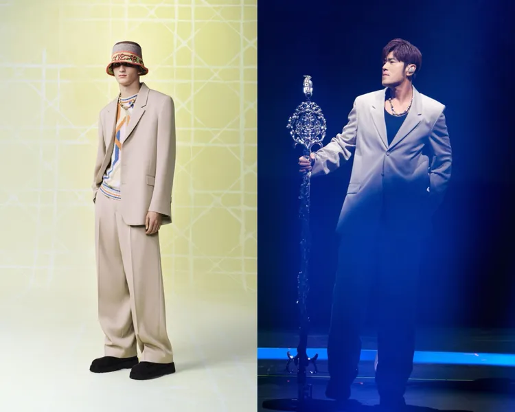 周杰倫日前在香港演唱會上，穿上Dior與Lewis Hamilton的全新聯名膠囊系列。品牌提供