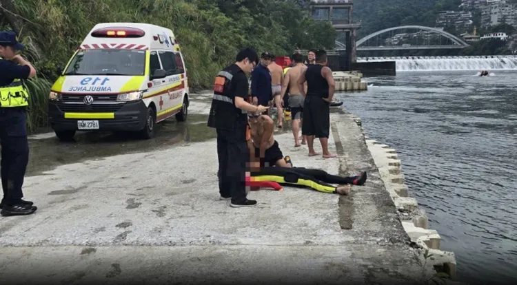 新店廣興橋男子溺水。翻攝畫面