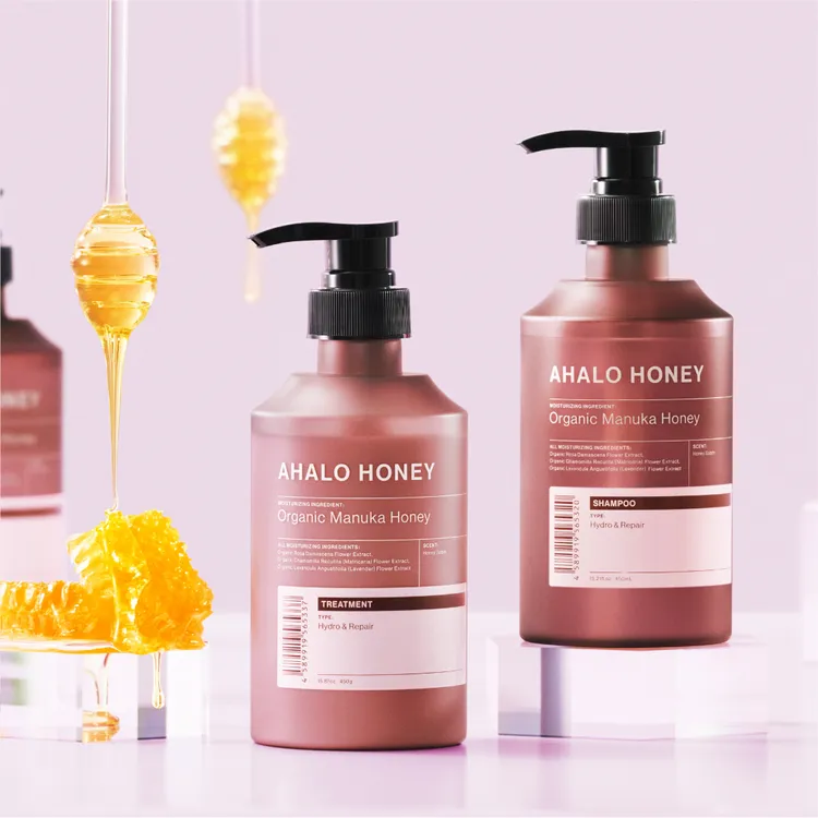 AHALO HONEY天使光蜂蜜水潤洗髮精450ml／480元、潤髮乳450ml／480元、護髮髮油100ml／440元。品牌提供
