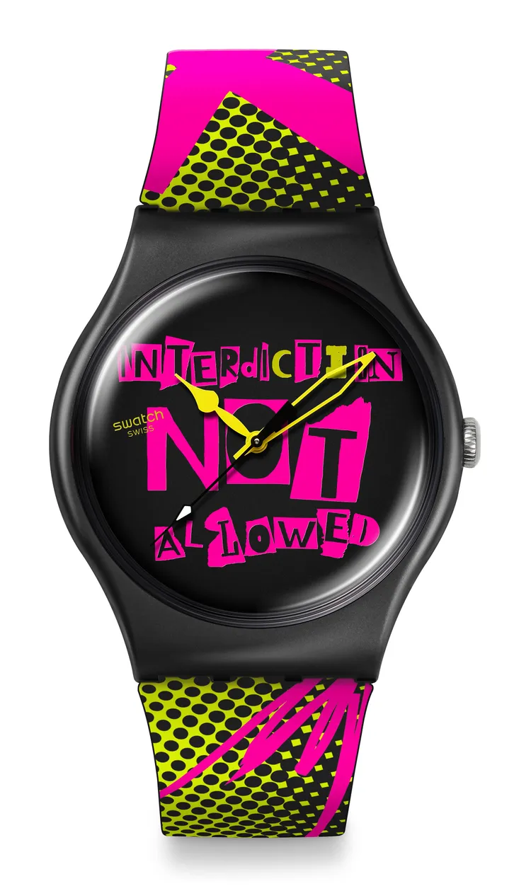 Swatch NO RULES系列DISTORT MODE腕錶，3450元。品牌提供
