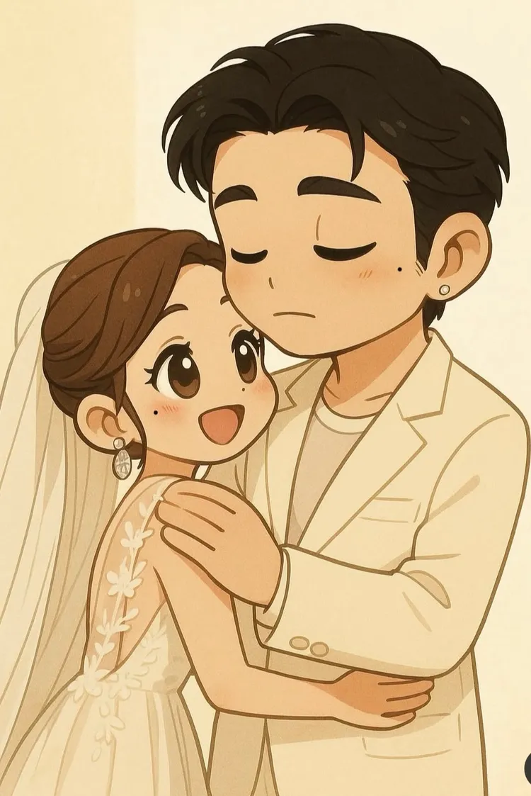 楊丞琳透過軟體將婚紗正面照改成Q版卡通風。翻攝IG