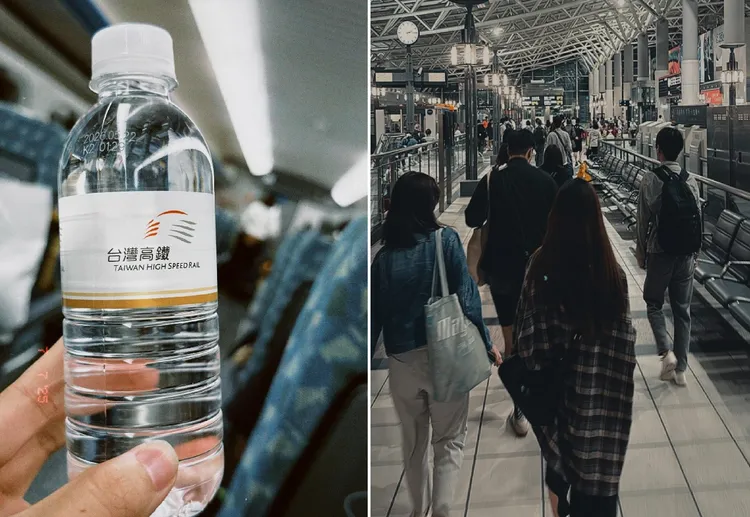 搭乘高鐵333次列車的乘客拍下大批旅客走下月台返家景況，並透露發送每位旅客一人一瓶高鐵礦泉水。翻攝自lan.hm_threads